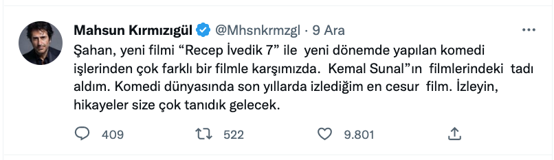 mahsun kirmizigul den dikkat ceken recep ivedik 7 yorumu